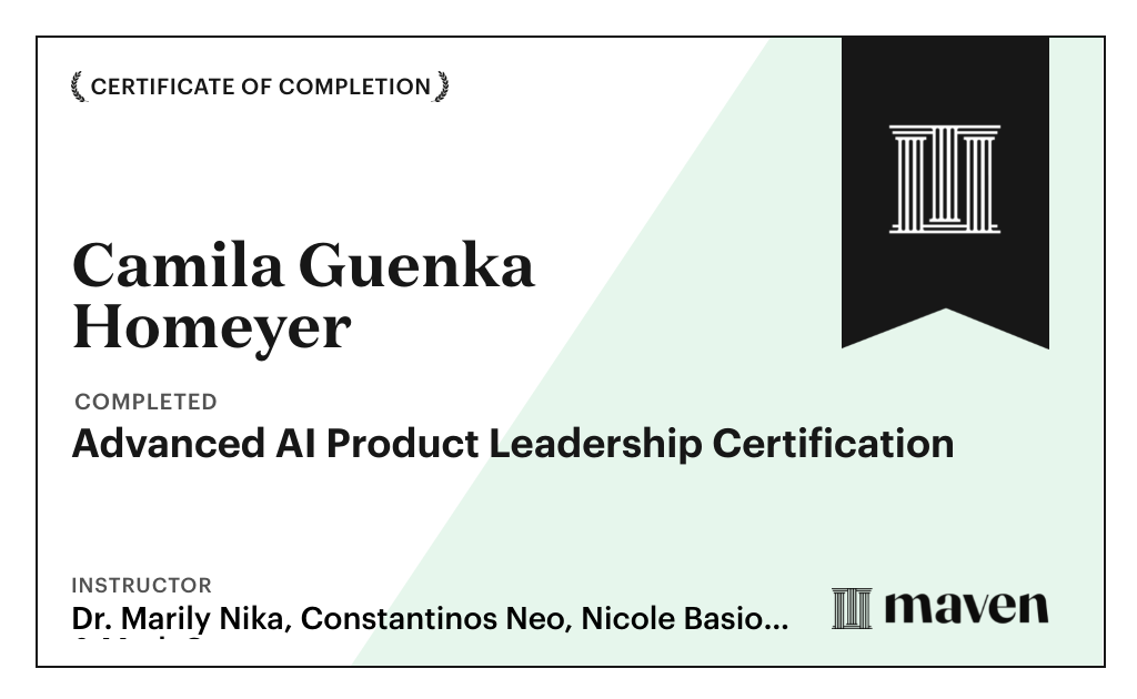 Certificate for Advanced AI Product Leadership Certification