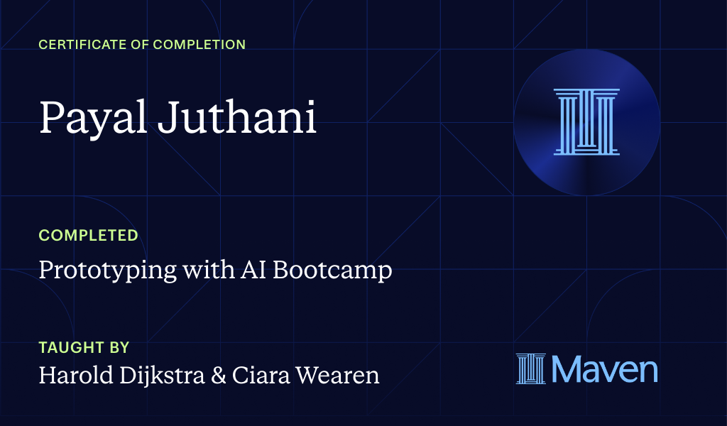 Certificate for Vibe Coding Bootcamp