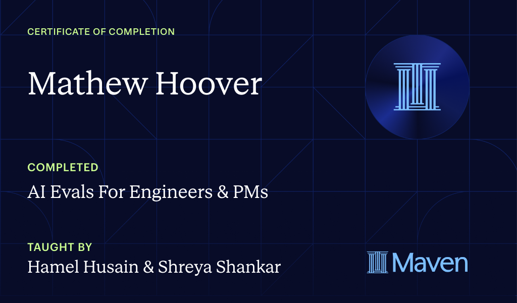 Certificate for AI Evals For Engineers & PMs