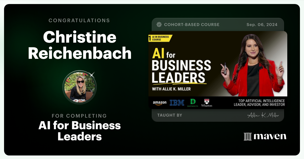 Certificate of Completion for AI for Business Leaders