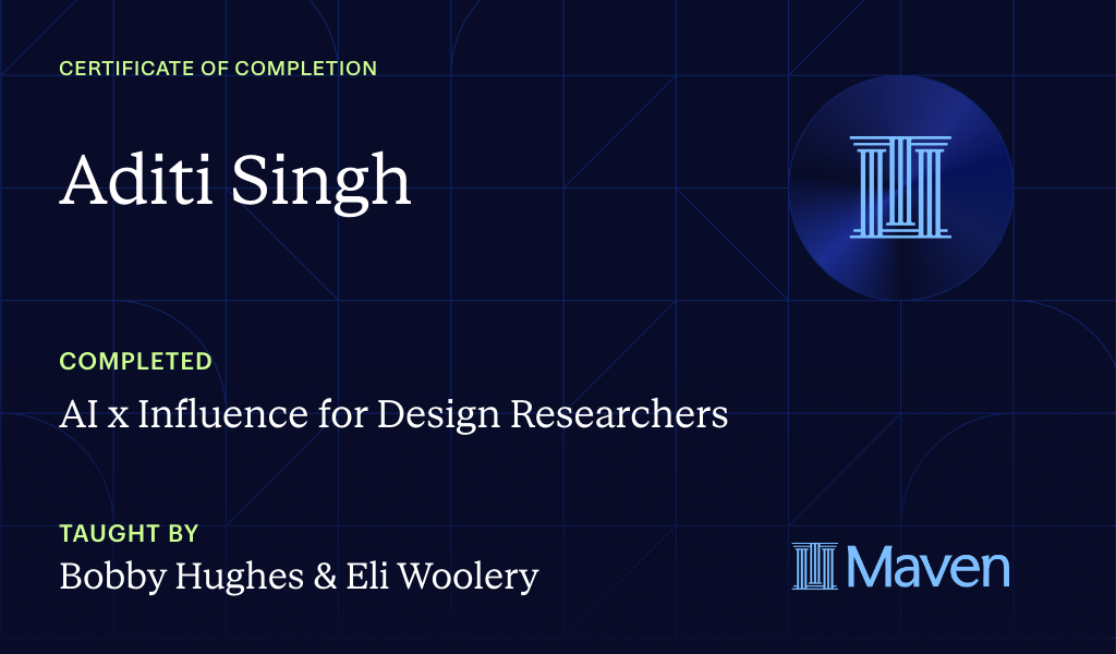Certificate for AI x Influence for Design Researchers