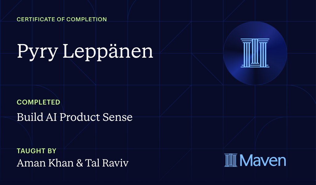 Certificate for Build AI Product Sense