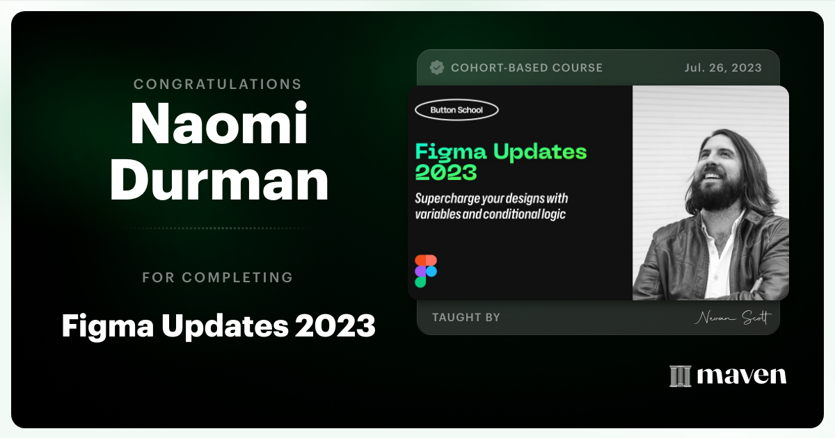 Certificate of Completion for Design Tokens with Figma Variables