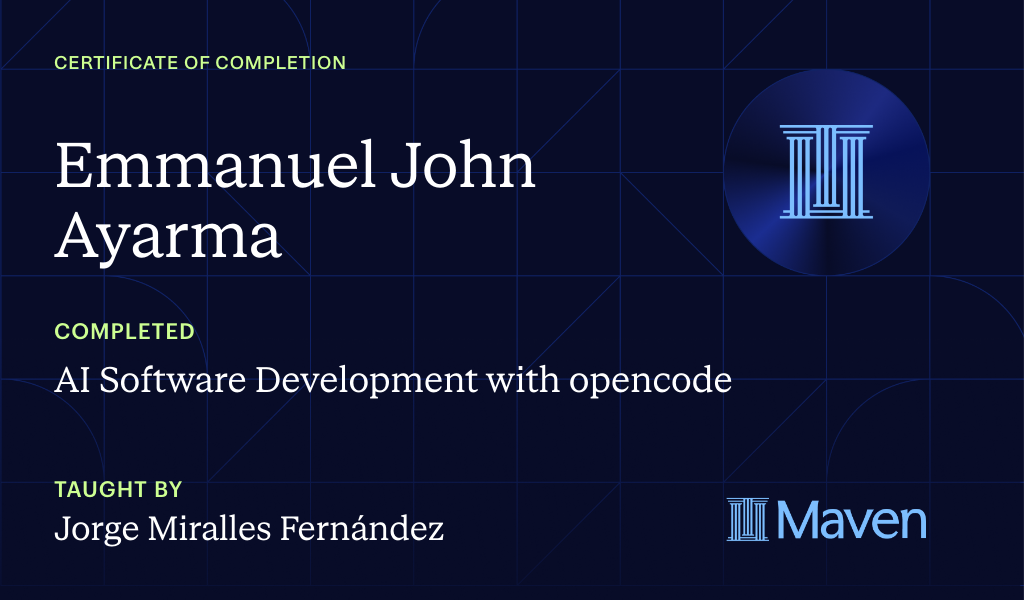 Certificate for AI Software Development with OpenCode