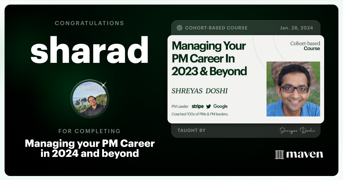 Certificate of Completion for Managing your PM Career in 2025 and beyond