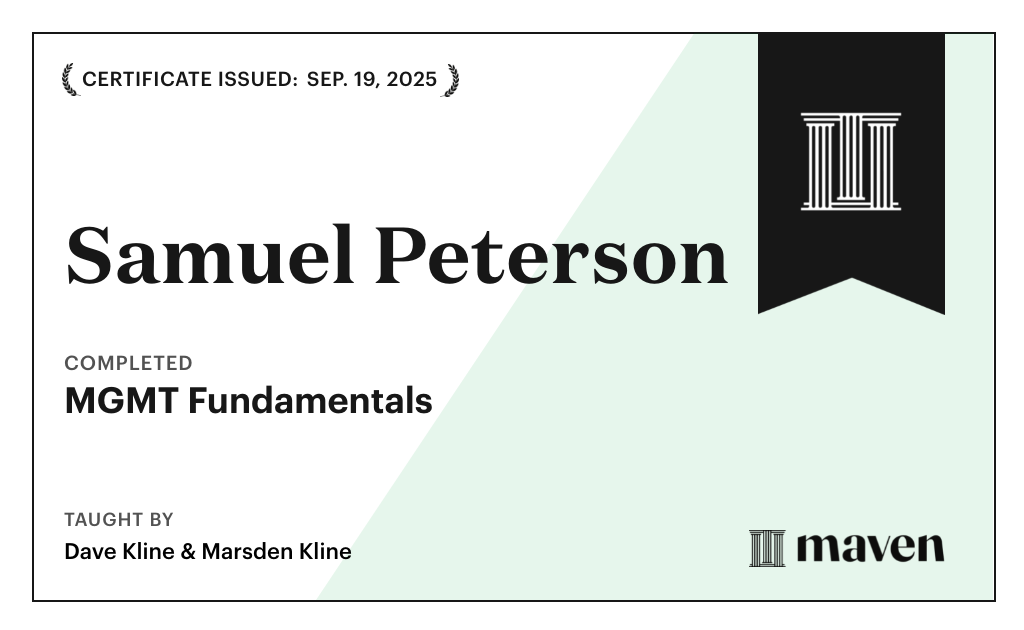 Certificate for MGMT Fundamentals - Foundational Skills for New Managers