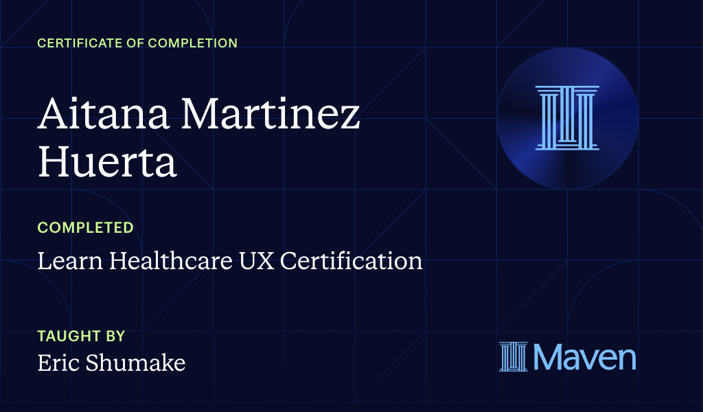 Certificate for Transition into UX for Healthcare