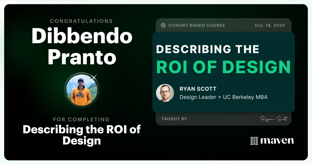 Certificate of Completion for Describing the ROI of Design