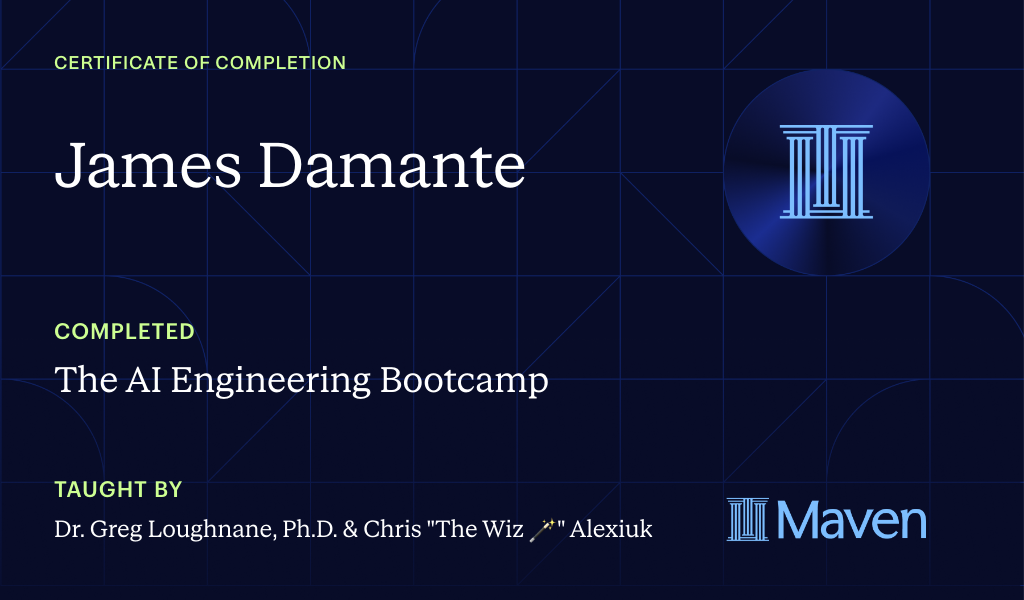 Certificate for The AI Engineering Bootcamp