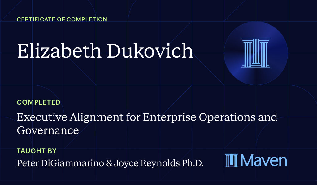 Certificate for Executive Alignment for Enterprise Operations and Governance