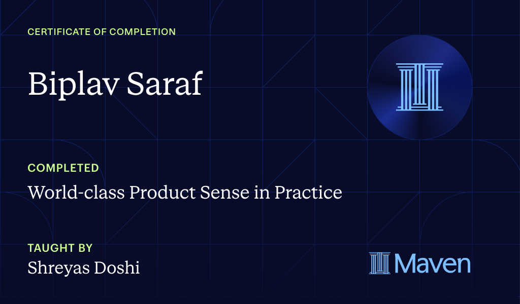 Certificate for World-class Product Sense in Practice