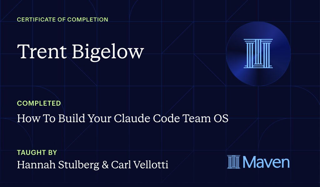 Certificate for How To Build Your Claude Code Team OS