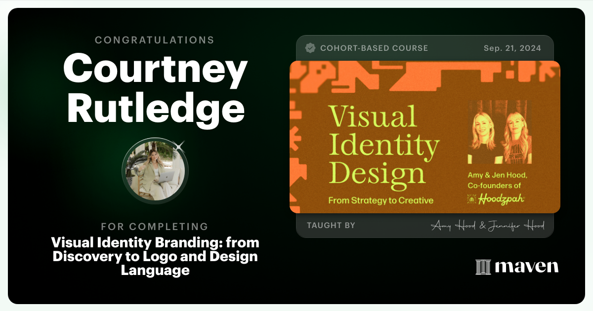 Certificate of Completion for Visual Identity Branding: from Discovery to Logo and Design Language