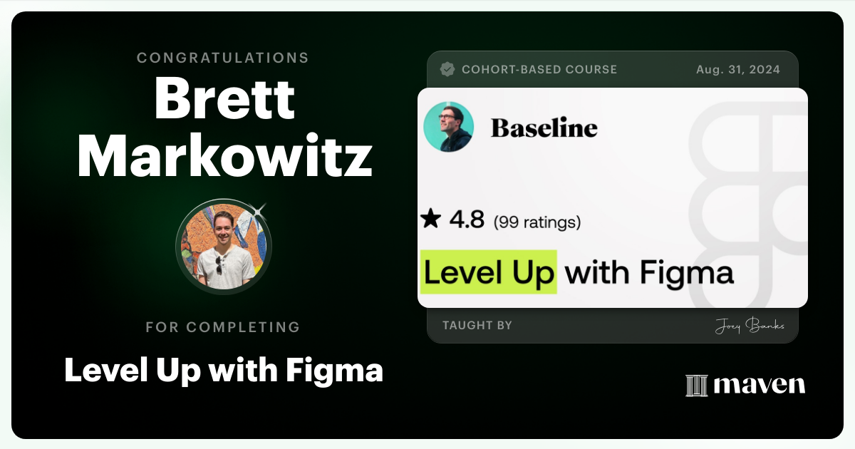 Certificate of Completion for Level Up with Figma