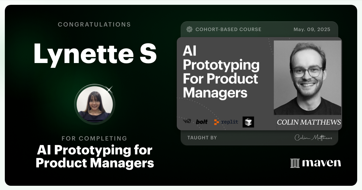 Certificate of Completion for AI Prototyping for Product Managers