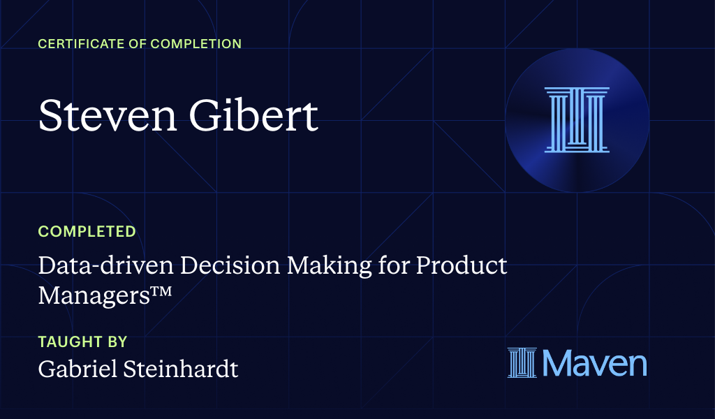Certificate for Data-driven Decision Making for Product Managers™