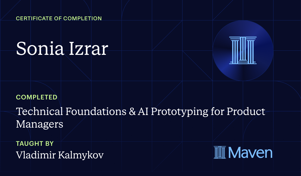 Certificate for Technical Foundations & AI Prototyping for Product Managers