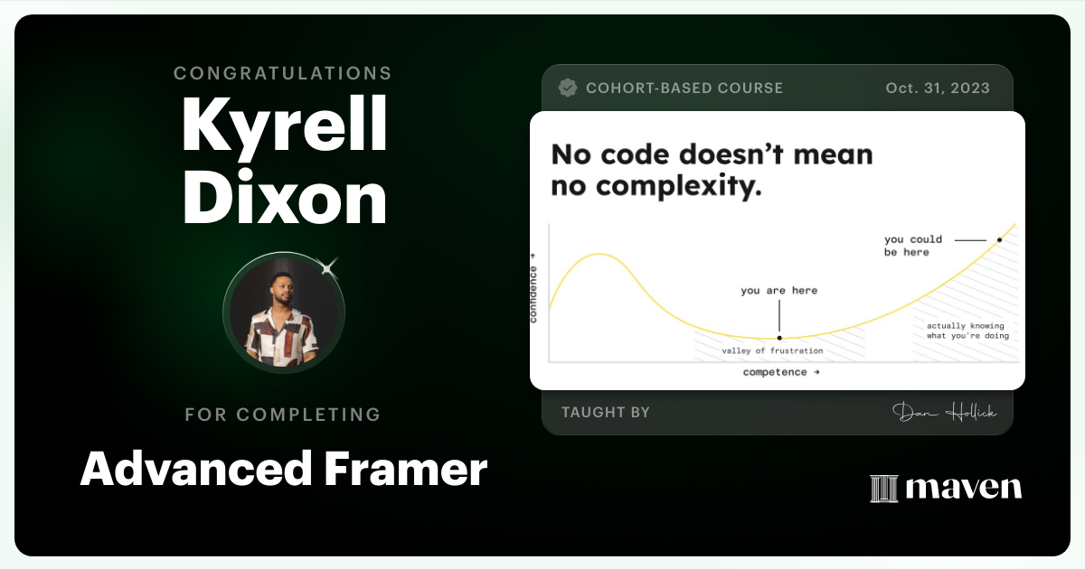 Certificate of Completion for Advanced Framer