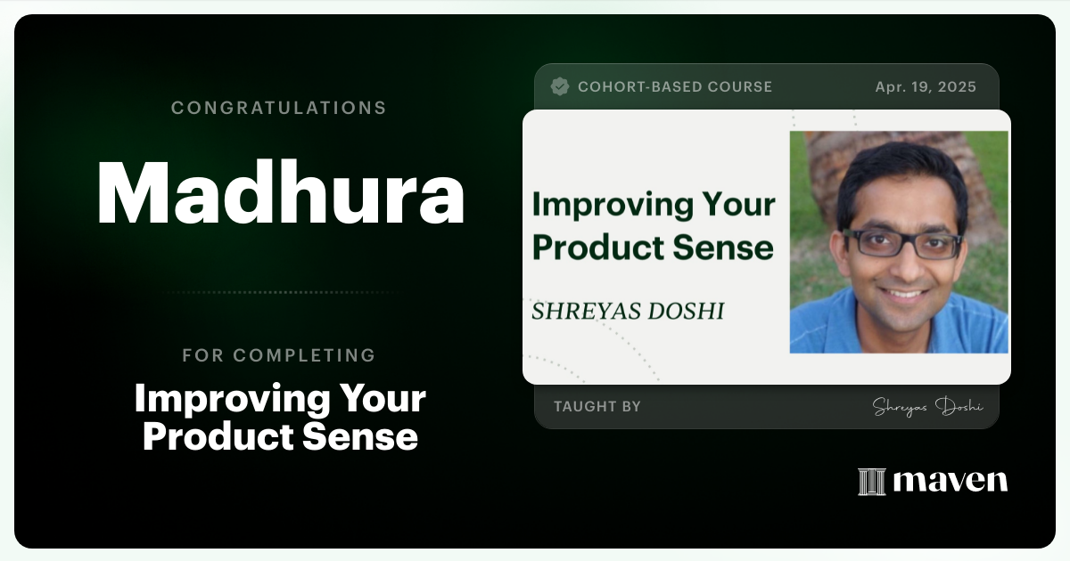 Certificate of Completion for World-class Product Sense in Practice