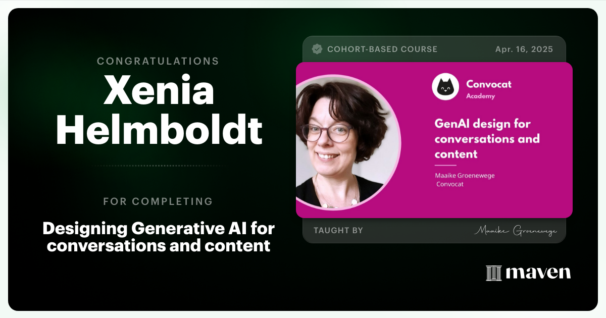 Certificate of Completion for Designing Generative AI for conversations and content