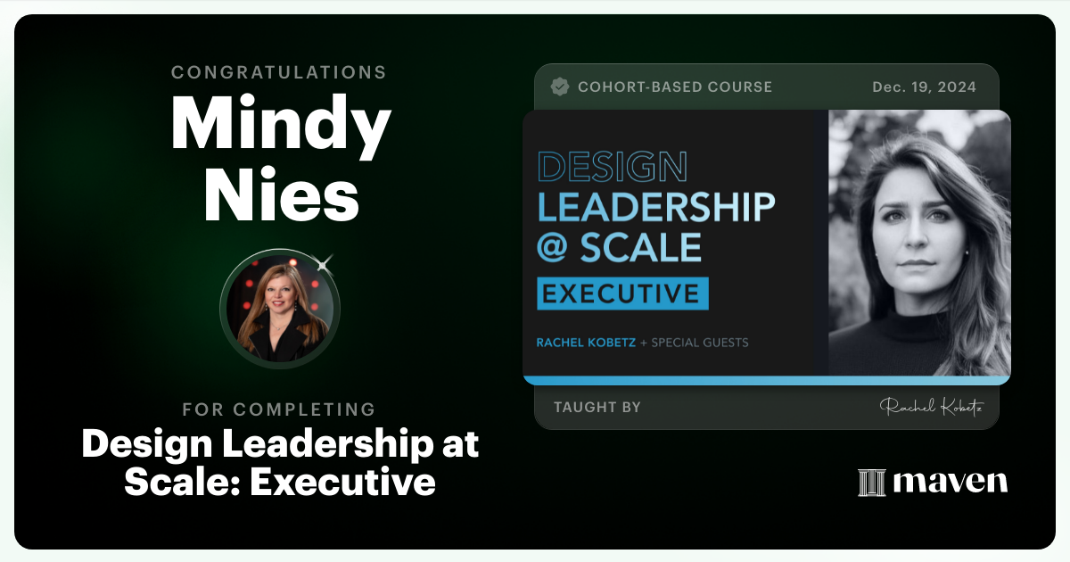 Certificate of Completion for Design Leadership at Scale: Executive