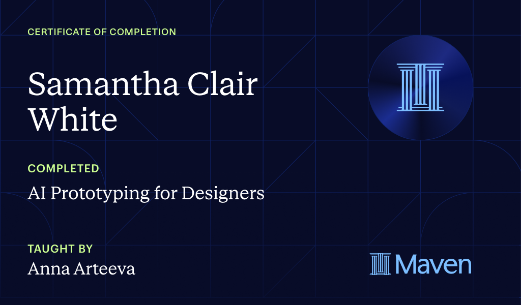 Certificate for AI prototyping for designers