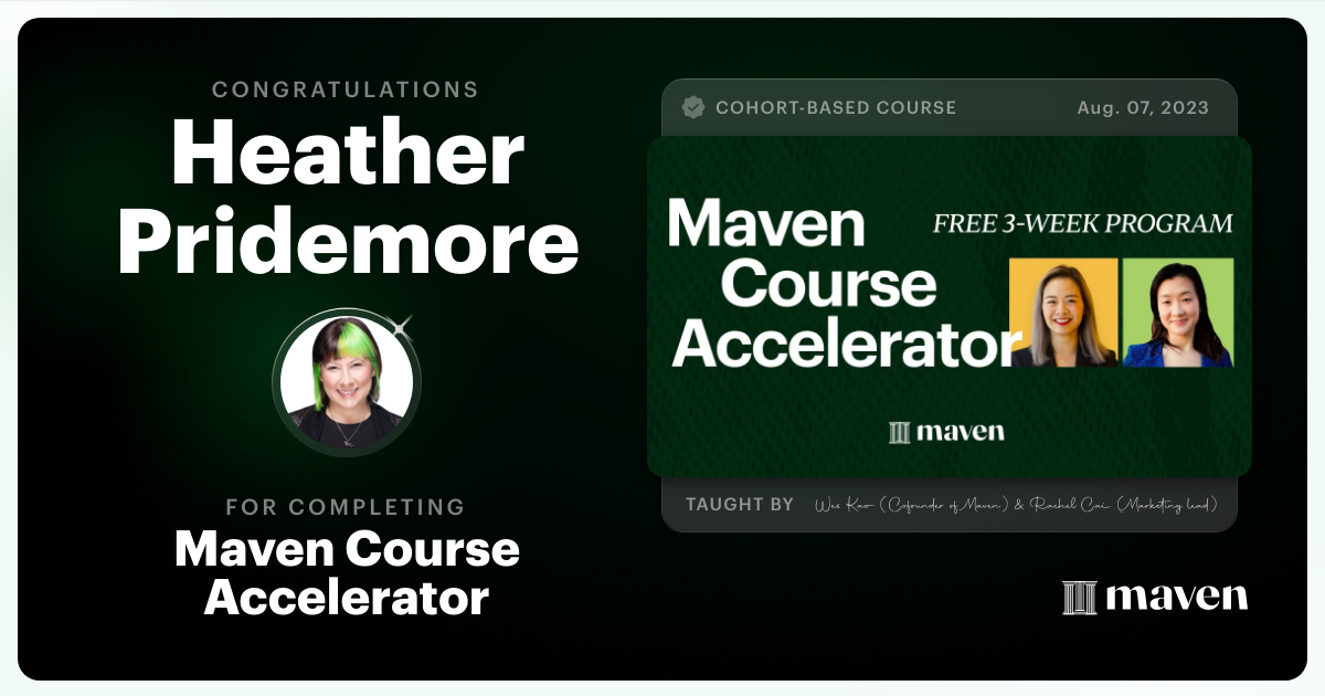 Certificate of Completion for Maven Course Accelerator