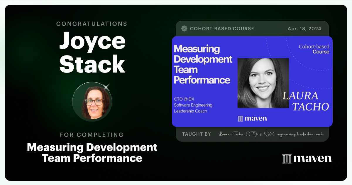 Certificate of Completion for Measuring Development Team Performance