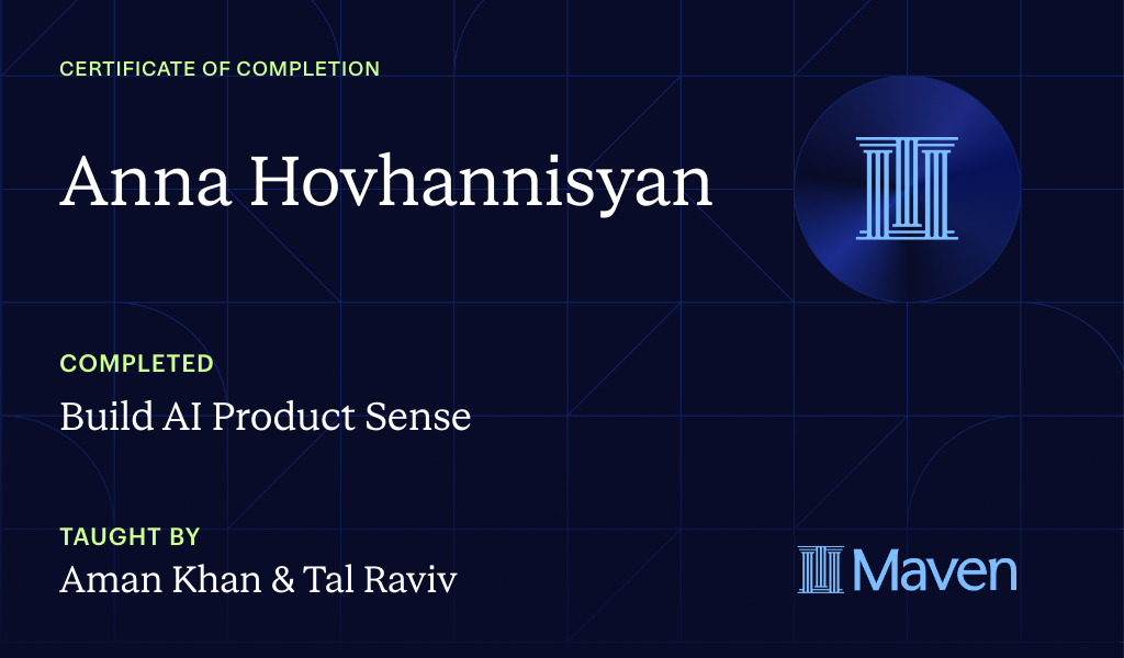 Certificate for Build AI Product Sense