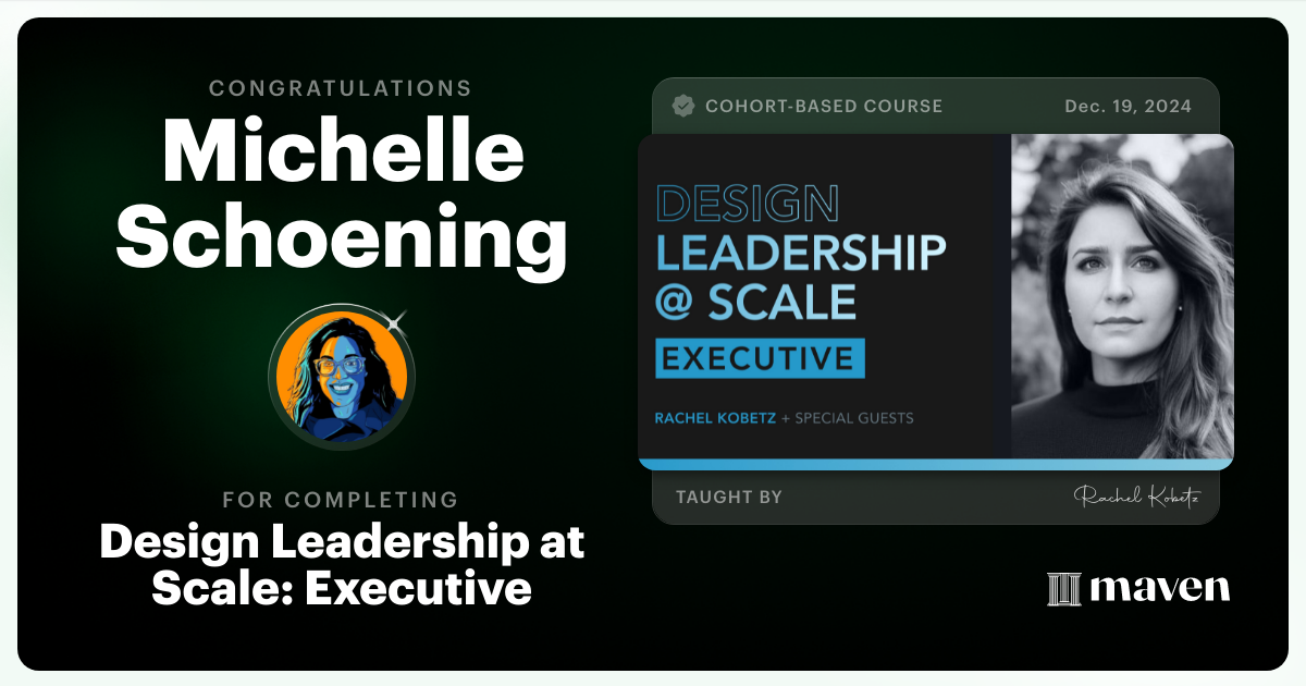 Certificate of Completion for Design Leadership at Scale: Executive