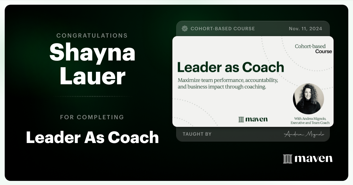 Certificate of Completion for Leader As Coach