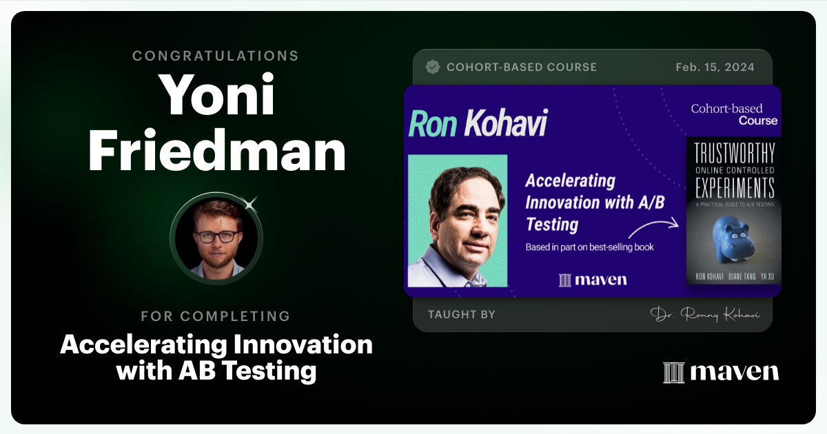 Certificate of Completion for Accelerating Innovation with A/B Testing