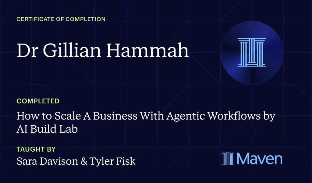 Certificate for Build The AI Agent Workforce That Scales Companies: Own & Run Your Own Agent Org