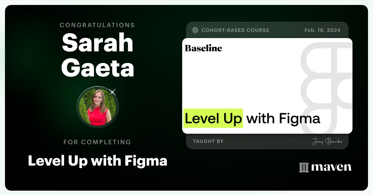 Certificate of Completion for Level Up with Figma