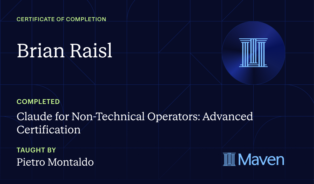 Certificate for Claude for Non-Technical Operators: Advanced Certification