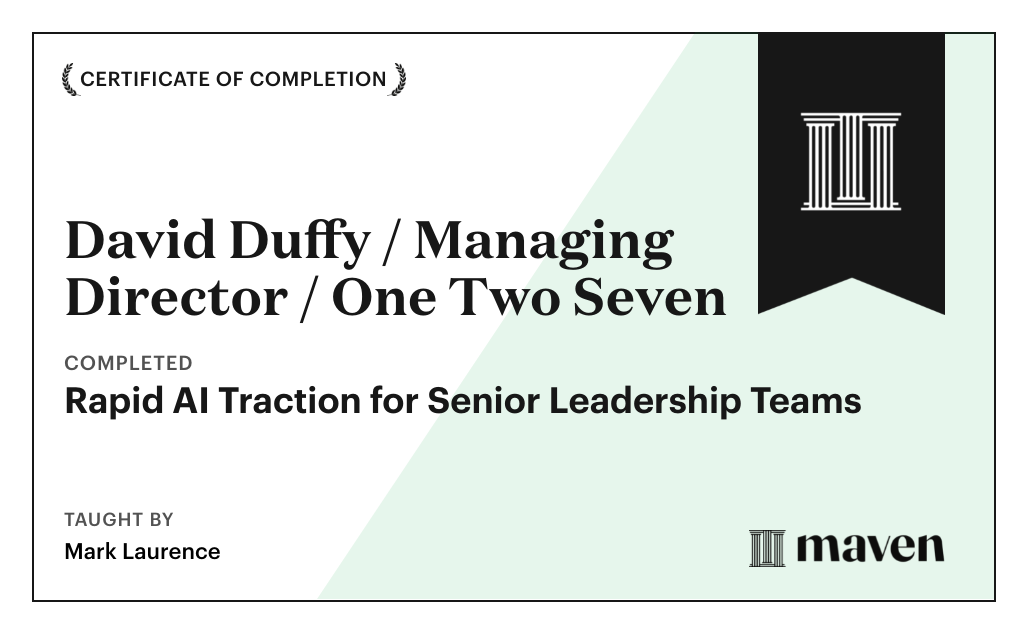 Certificate for Rapid AI Traction for Senior Leadership Teams