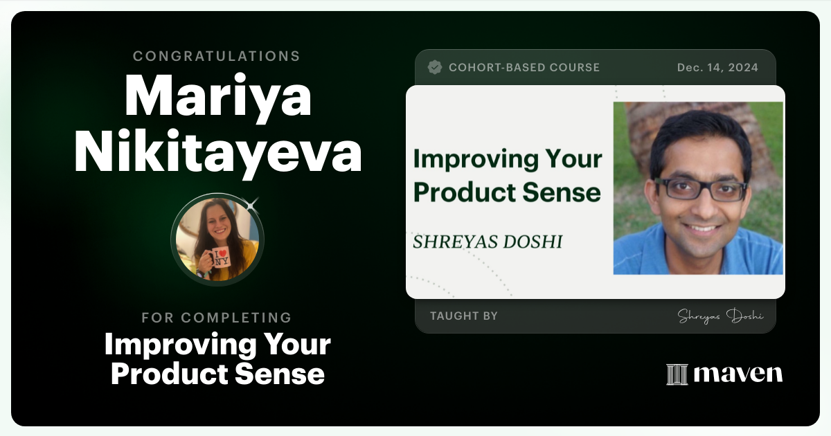 Certificate of Completion for World-class Product Sense in Practice