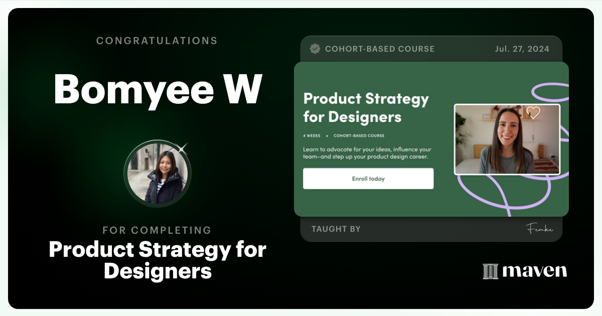 Certificate of Completion for Product Strategy for Designers