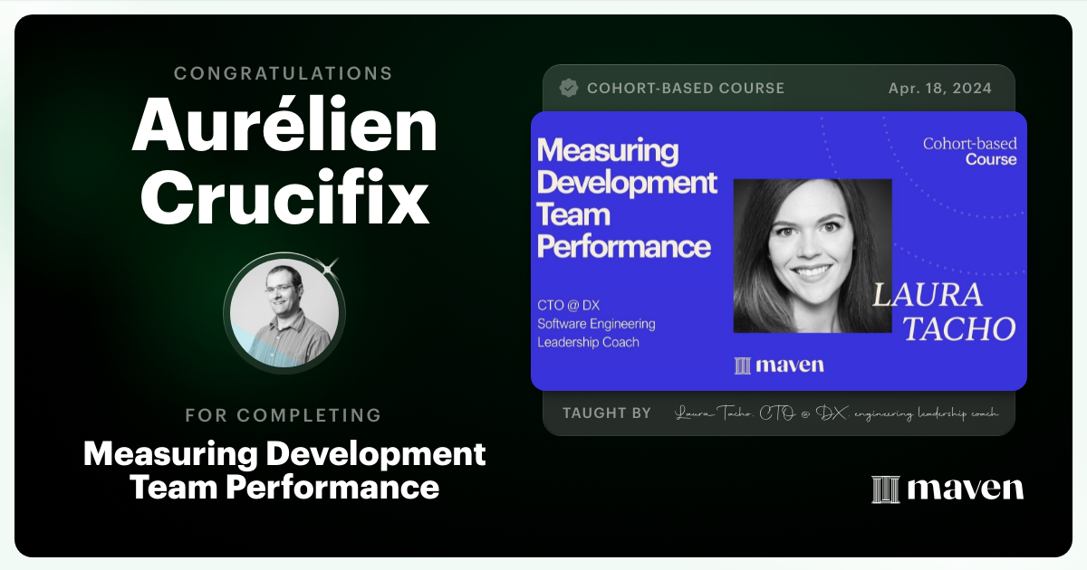 Certificate of Completion for Measuring Development Team Performance