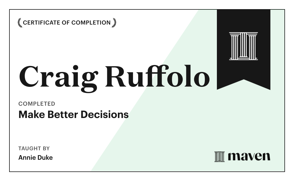 Certificate for Make Better Decisions