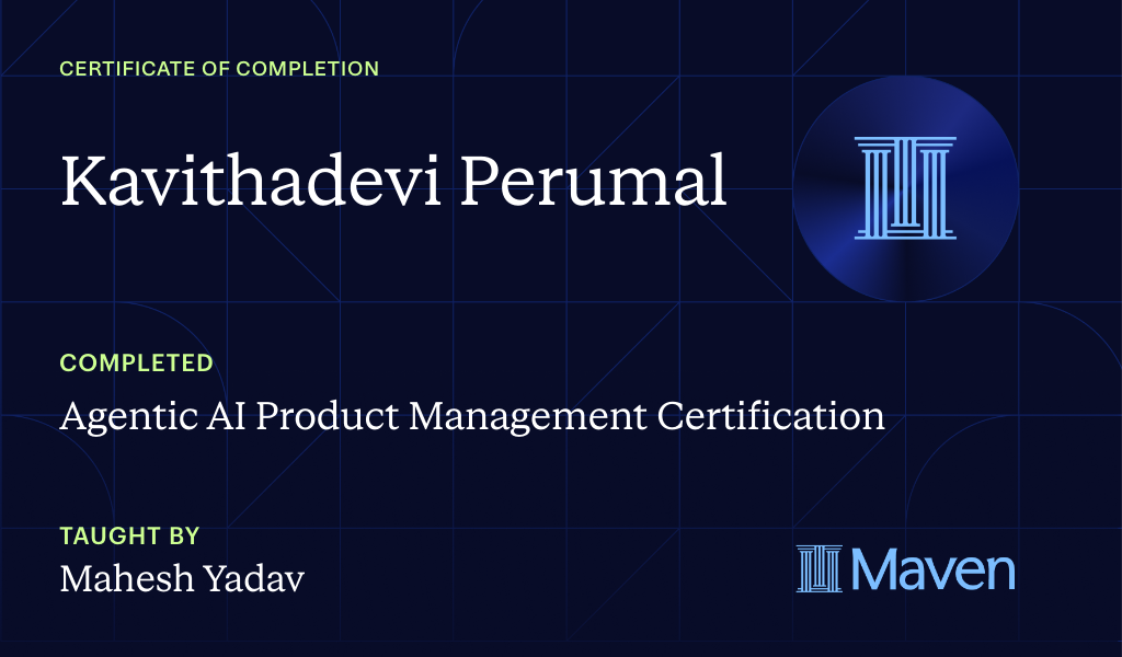 Certificate for Agentic AI Product Management Certification