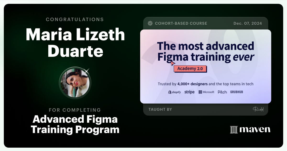 Certificate of Completion for Advanced Figma Training Program
