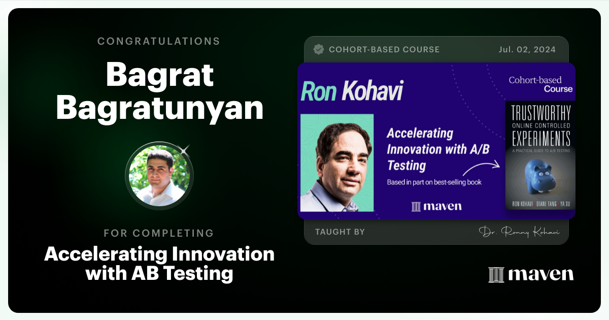 Certificate of Completion for Accelerating Innovation with A/B Testing
