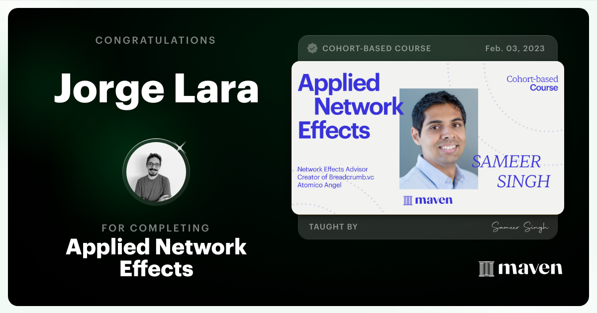 Certificate of Completion for Applied Network Effects