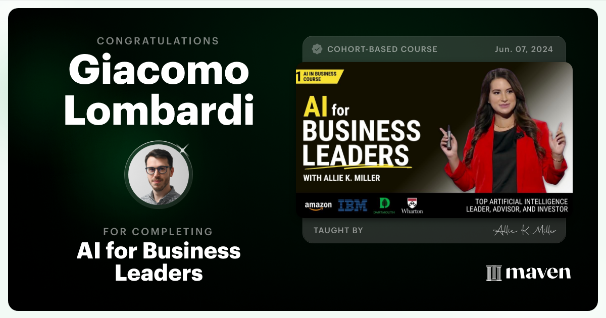 Certificate of Completion for AI for Business Leaders