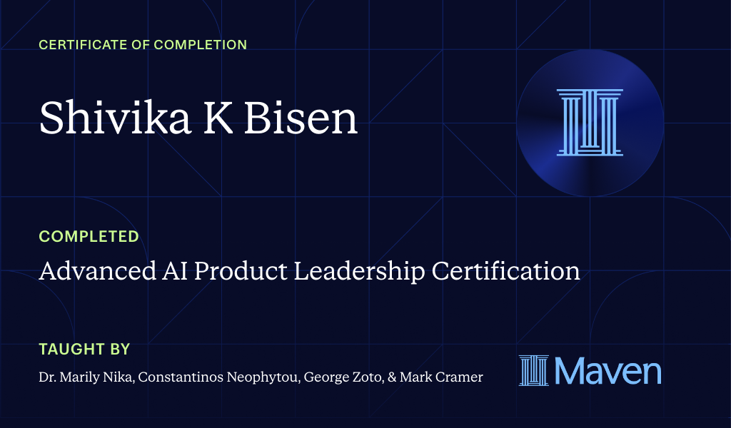 Certificate for Advanced AI Product Leadership Certification