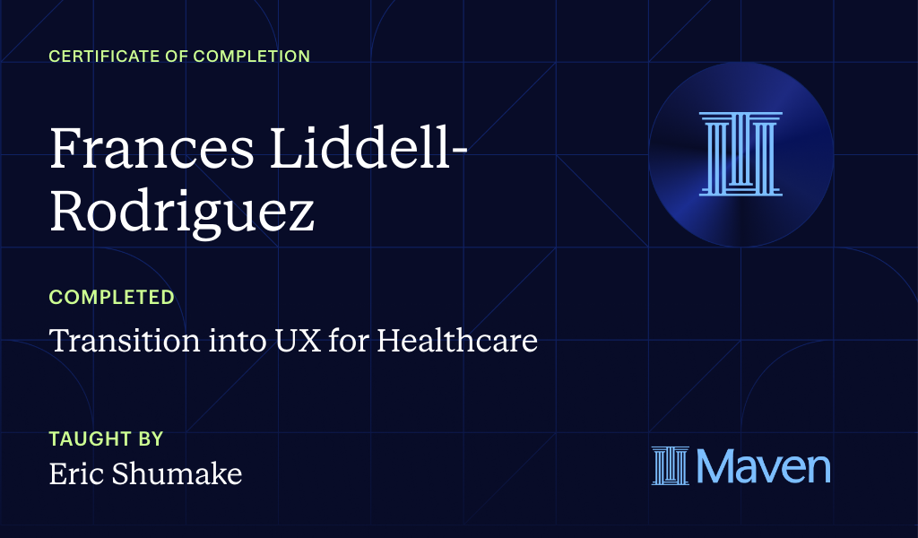 Certificate for Transition into UX for Healthcare