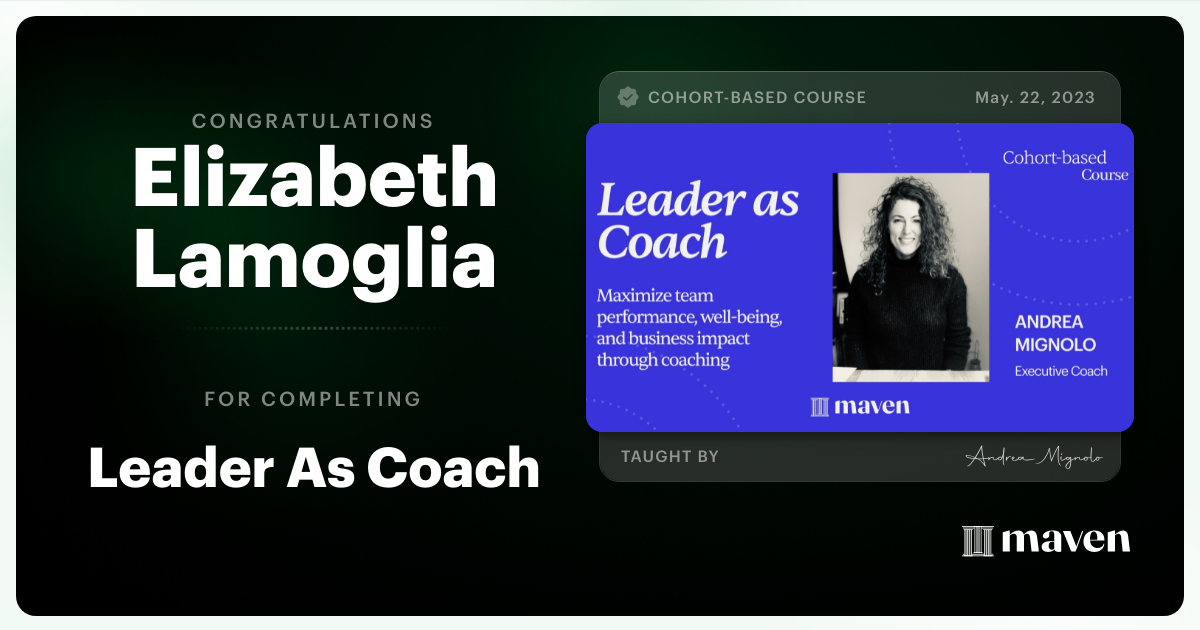 Certificate of Completion for Leader As Coach