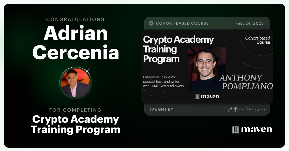Certificate of Completion for Crypto Academy Training Program