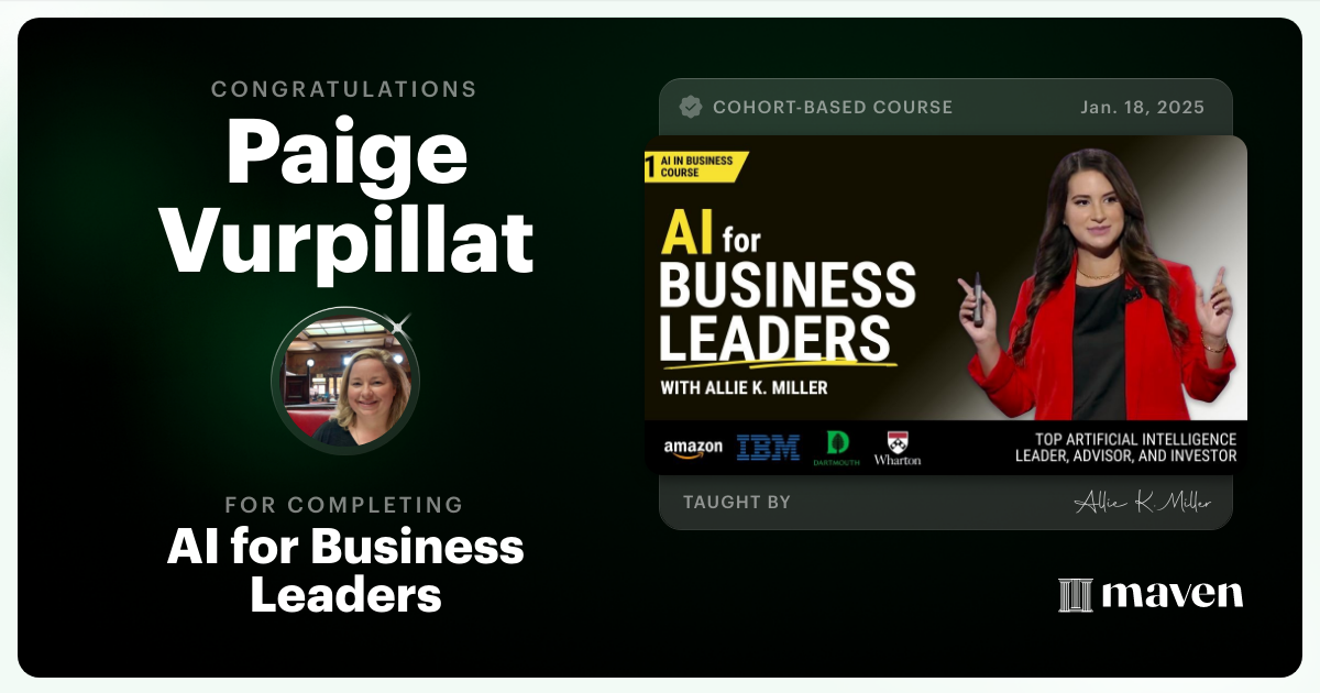 Certificate of Completion for AI for Business Leaders